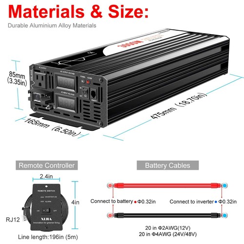 3000 watt power jack inverter 48vdc to 120vac optimizer solar off grid