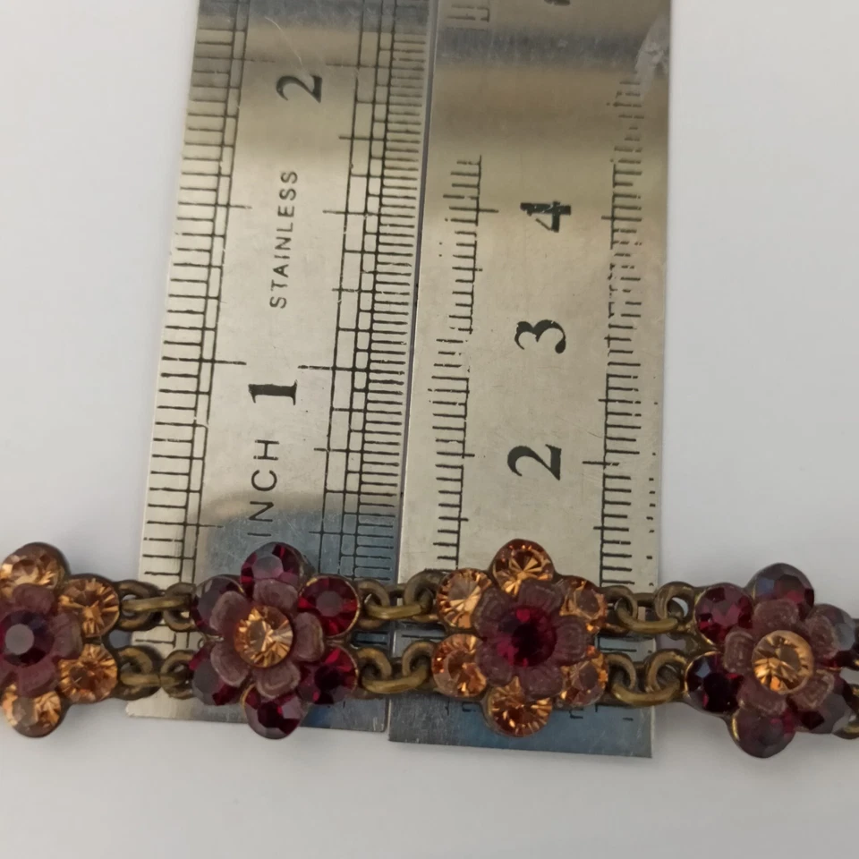 Michal Negrin Chocker Necklace Maroon Beige Floral Victorian Revival Cocktail - Image 4 of 4