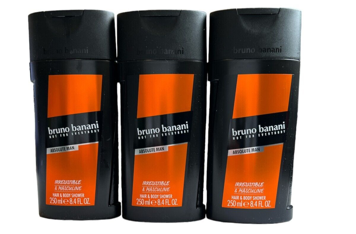 3x Bruno Banani Absolute Man Hair & Body Shower para Cuerpo y Cabello (3x250ml)