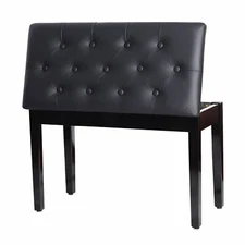 Piano Bench Keyboard Duet Padded Seat with Storage Faux Leather Stool Seating