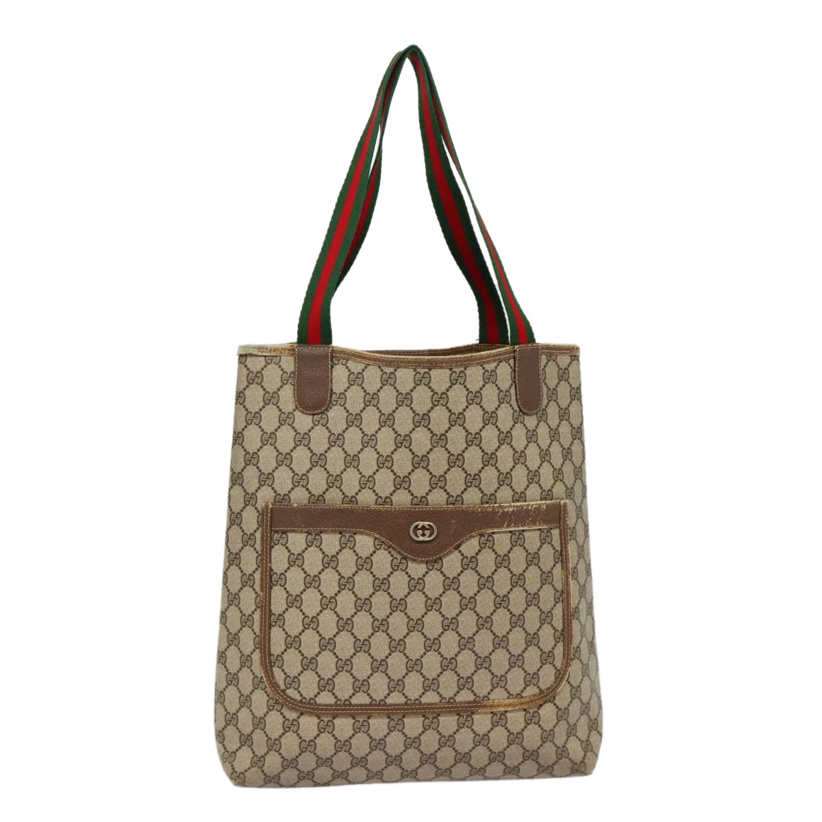 Sac fourre tout GUCCI GG Supreme Web Sherry Line PVC beige rouge 40 02 003 authentique 88153
