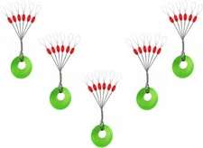 300Pcs Fishing Bobber Beads Stoppers 6 in 1 Float Sinker Stops Oval S, Red