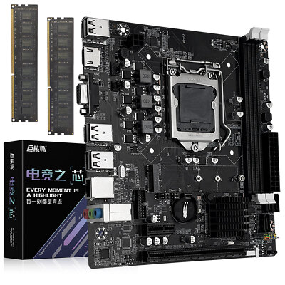 JUXIESHI LGA 1155 Motherboard H61C with 2 x 8G 1600MHz DDR3 Desktop RAM HDMI VGA