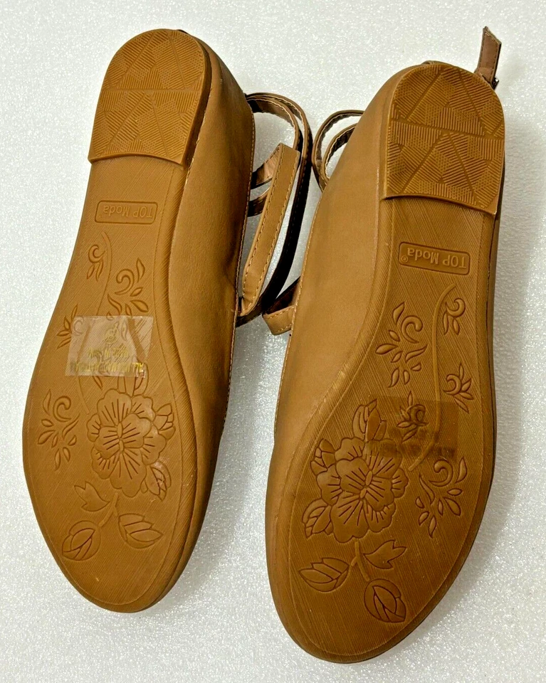 Top Moda Brea-3 Strappy Ballet Flat Shoes Women’s Size 8M Beige Nude Tan ~ New - Image 3 of 4