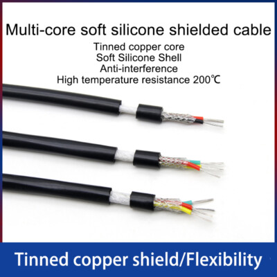 Flexible Multi-Core Silicone Rubber Shielded Wires Tinned Copper Shielded Cable 