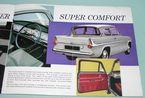 1962-1963 FORD ANGLIA SUPER Original Market Sales Brochure Folder Printed In UK - Picture 3 of 4
