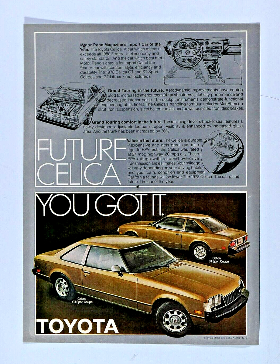 1979 Toyota Celica GT Vintage Haste Not Waste Original Print Ad