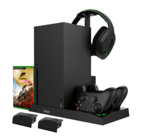 For Xbox Series X Vertical Stand,Cooling Fan+Controller charger+Game Storage