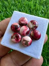 5Pcs Natural Buffalo Red Copper Turquoise 10MM Round Cabochons Loose Gemstone