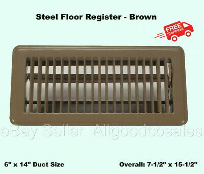 STEEL FLOOR REGISTER Brown 6" x 14" Duct Size AC Heat Air Welded Construction 