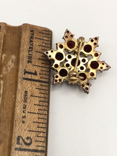 Broche antiguo vintage con estrella de granate rojo firmado por Alemania - Imagen 6 de 12