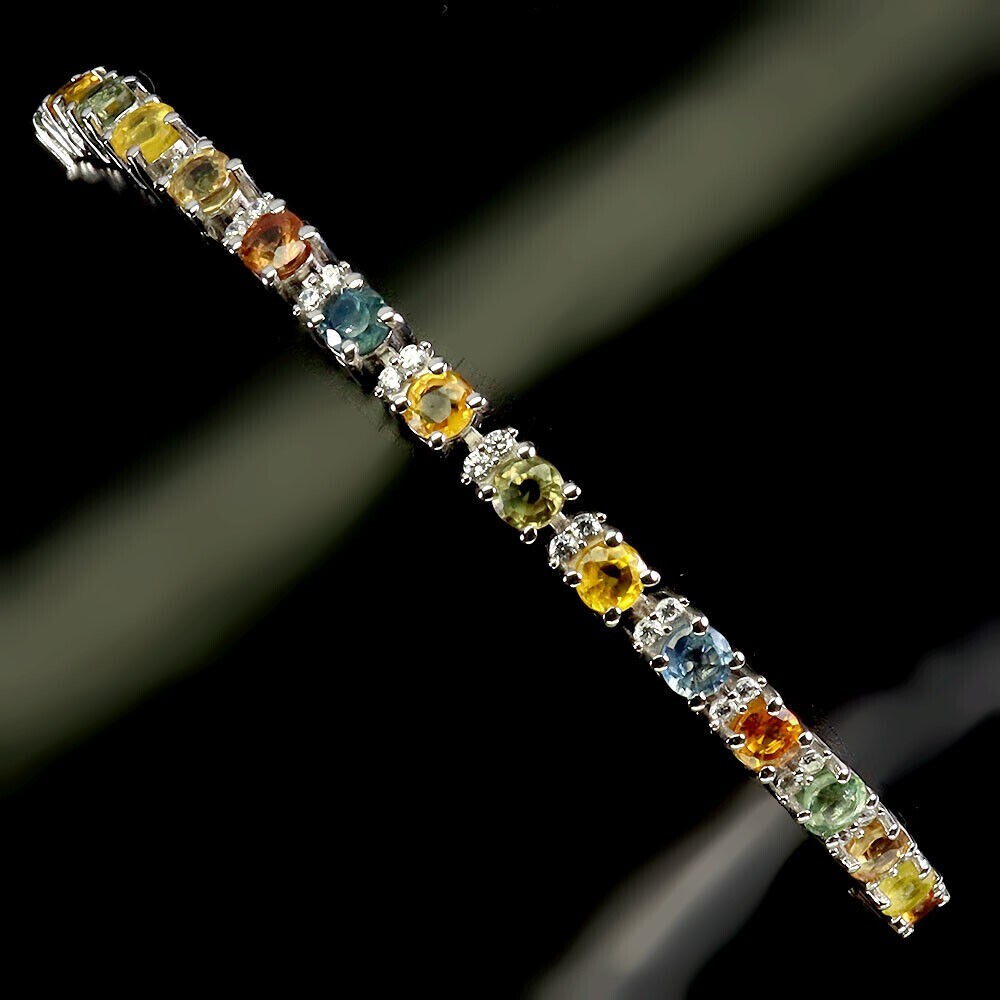 Silver Bracelet Songea Sapphire Genuine Gems Sterling Slider Up to 9 Inch