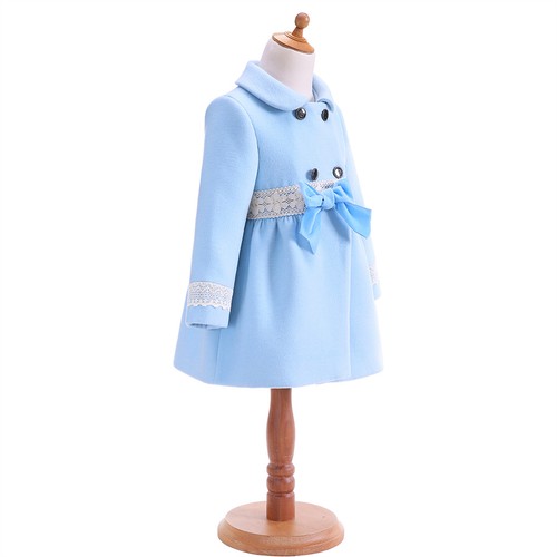 Pettigirl Girls Fall Winter Coat Warm Wool Blend Outerwear Jacket with Bow - Picture 4 of 15