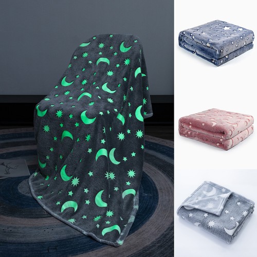 Wohndecke Kuscheldecke leuchtende Sterne Fleecedecke 152x127cm Glow in the Dark