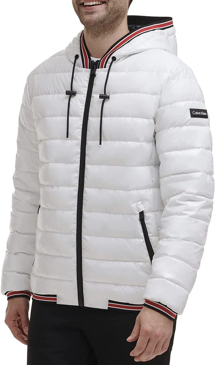 frutas Arco iris pacífico Calvin Klein Men&#039;s Hooded Super Shine Puffer Jacket White Large | eBay