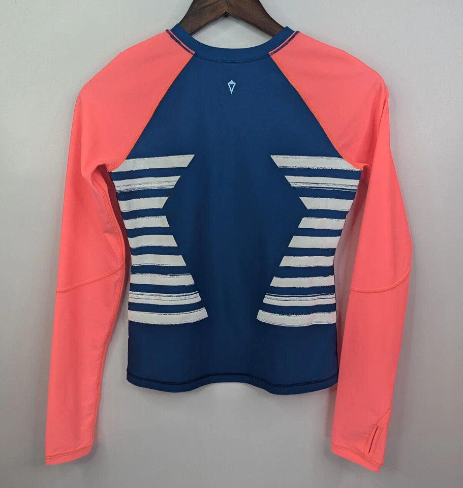 Ivivva Girls Underwater Paradise Rash Guard Pink Blue Striped Crew Neck Size 14 - Image 3 of 4