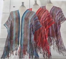 WOMENS CONFETTI KIMONO WITH MATCHING LONG SCARF/BOHO MOTIF/TWO BRAND NEW ITEMS.