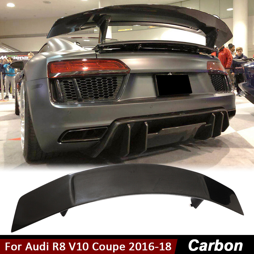 For Audi R8 V10 Coupe 2016-2018 REAL CARBON FIBER Rear Trunk Spoiler Racing Wing