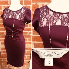 NEW LOOK Size 12 Purple Plum Lace Dress Spring Evening Holidays Excellent L6