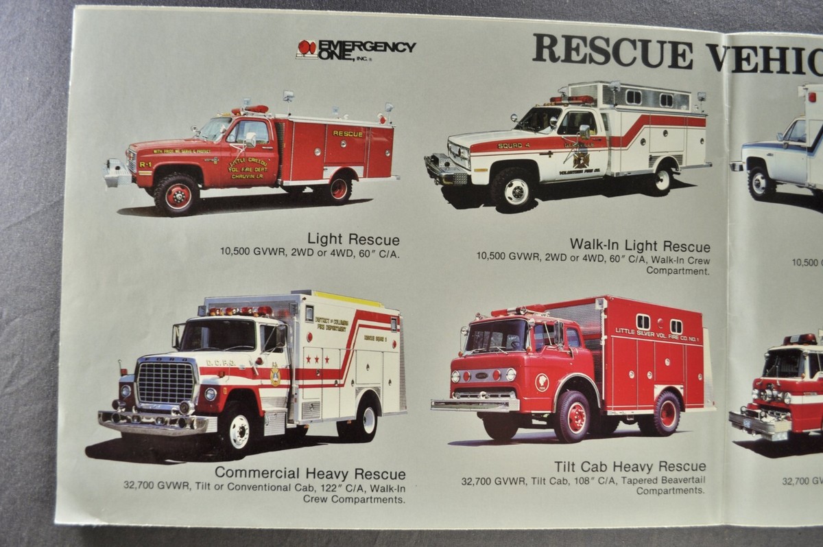 1985 Emergency One Fire Truck Brochure Ford Chevrolet Excellent