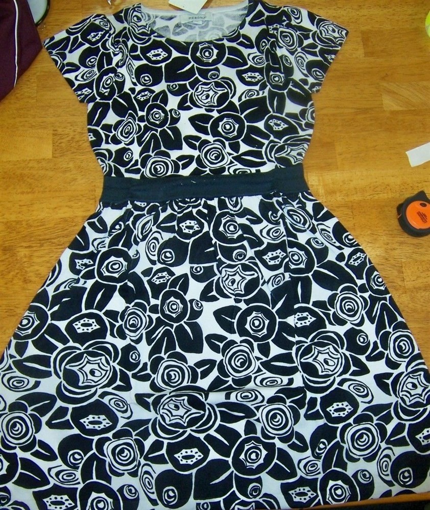 Floral Black White Rosehip Dress by Merona for Girls Size Small-image