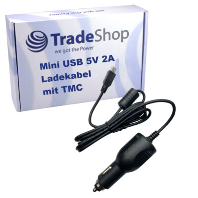 KFZ Ladekabel Ladegerät Mini USB 12/24V 2A TMC Antenne für Navigationssysteme