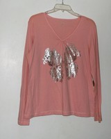 Oleg Cassini Knit Top Shiny Butterfly Size L Oleg Cassini Knit Top Shiny Butterfly Size L