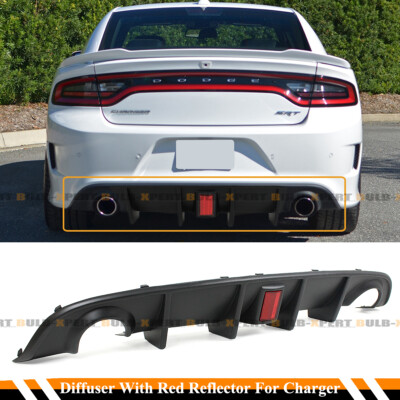For 15-23 Dodge Charger SRT R/T Scat Pack Rear Bumper Diffuser W/ Red Reflector