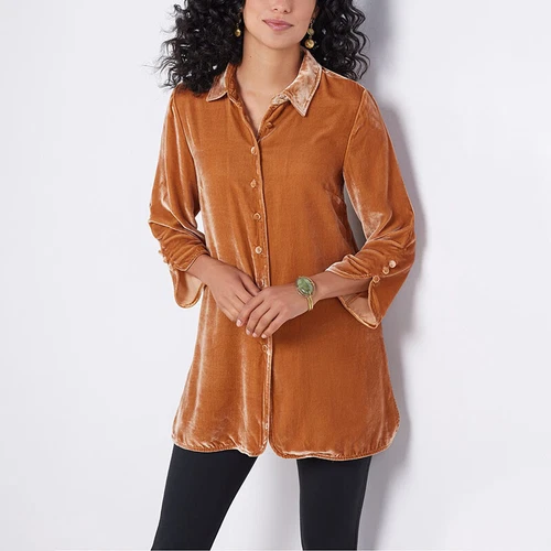 Blusa Prendas para el torso holgada informal de terciopelo manga larga para mujer - Imagen 14 de 27