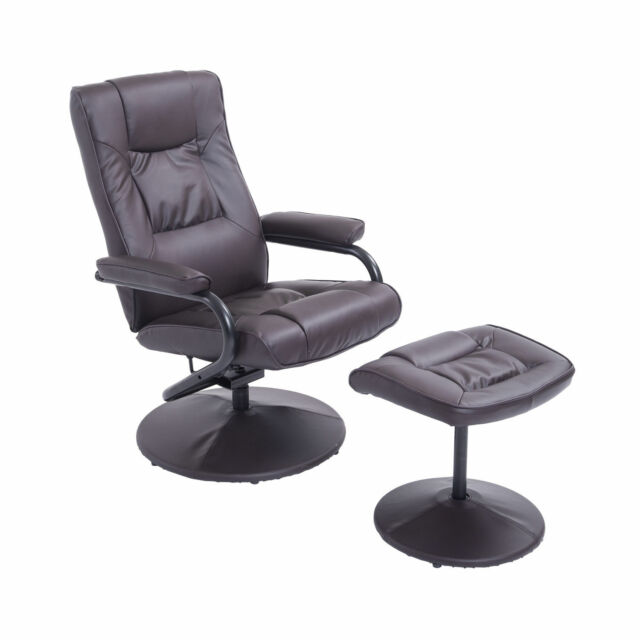Pvc Leather Recliner And Ottoman Set, Ergonomic Leather Chair With Ottoman