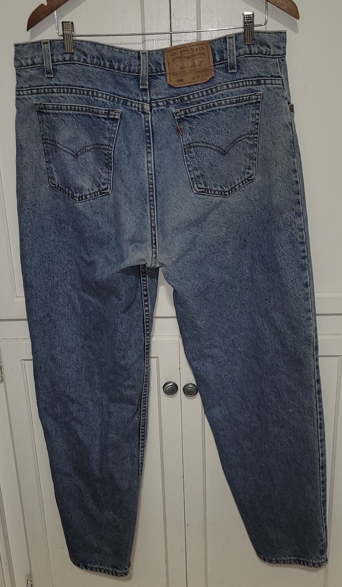 Vintage 80s LEVIS 550 RARE Upside Down Orange Tag!! Medium Wash