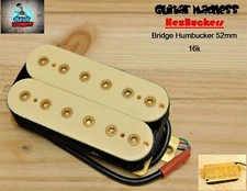 G.M. HexBucker Hight Output (52mm) Bridge Humbucker Cream Gold Poles