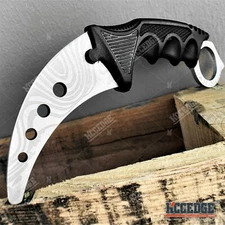 7.5" Silver Training Knife Fixed Blade Knife STEEL BLADE Karambit Safety Edge