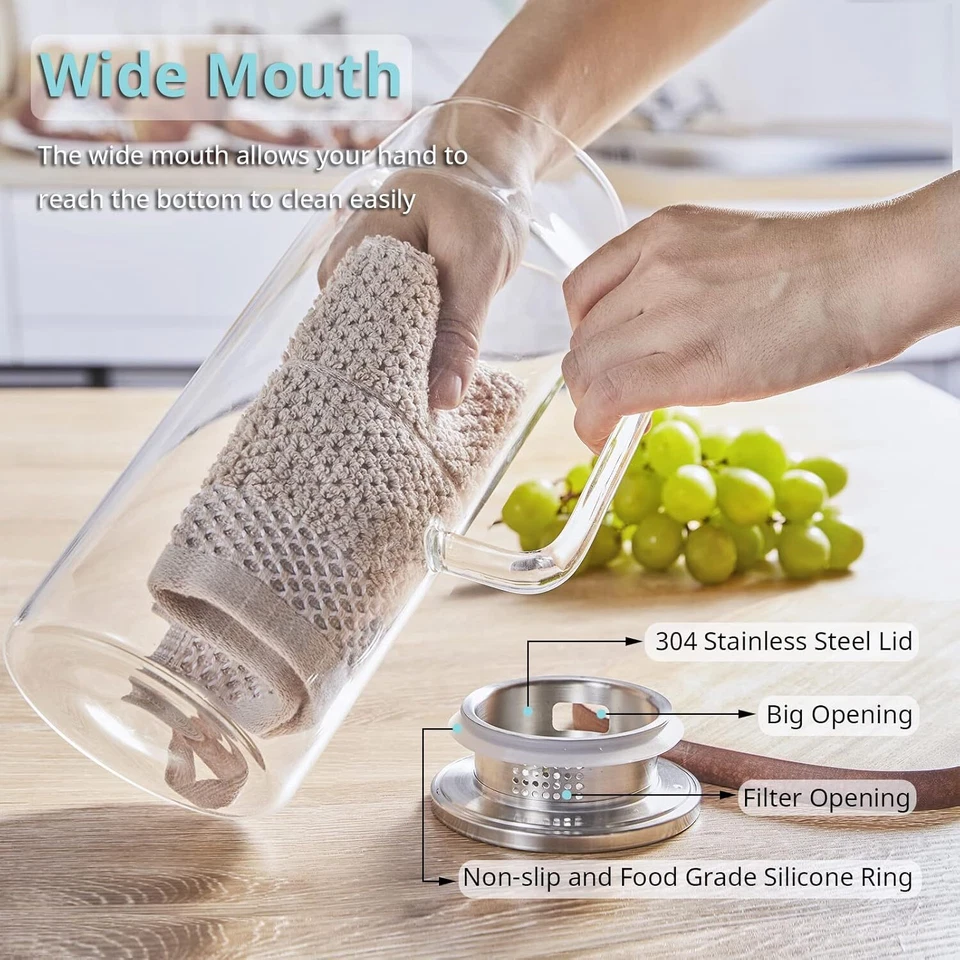 Jarra de vidrio de 1 galón con tapa y caño, jarra de agua de vidrio para frío/calor Foto 4 de 4