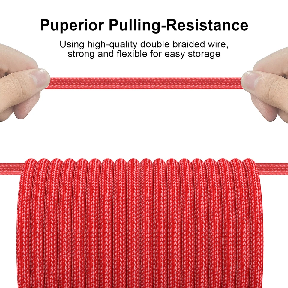 2 件装编织 USB C Type-C 电缆线 60W 3A 快速充电数据同步 6 英尺美国发货 — 第 3/4 张图片