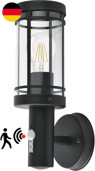 AußEnlampe Mit Bewegungsmelder-Edelstahl Schwarz Aussenlampe Wand,Ip44 Wasserdic-image