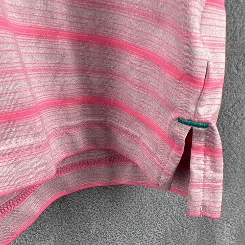 Adidas Polo Shirt Adult Extra Large Gray Pink Stripe AdiPure Performance Golf SS - Picture 7 of 14