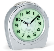 Wecker Nachtlicht Geräuscharm Ohne Ticken Senioren Quarz Analog Silber - 1668/19