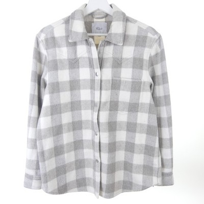 RAILS Shacket Shirt Jacket Oversized Plaid Gray Beige Flannel Size S