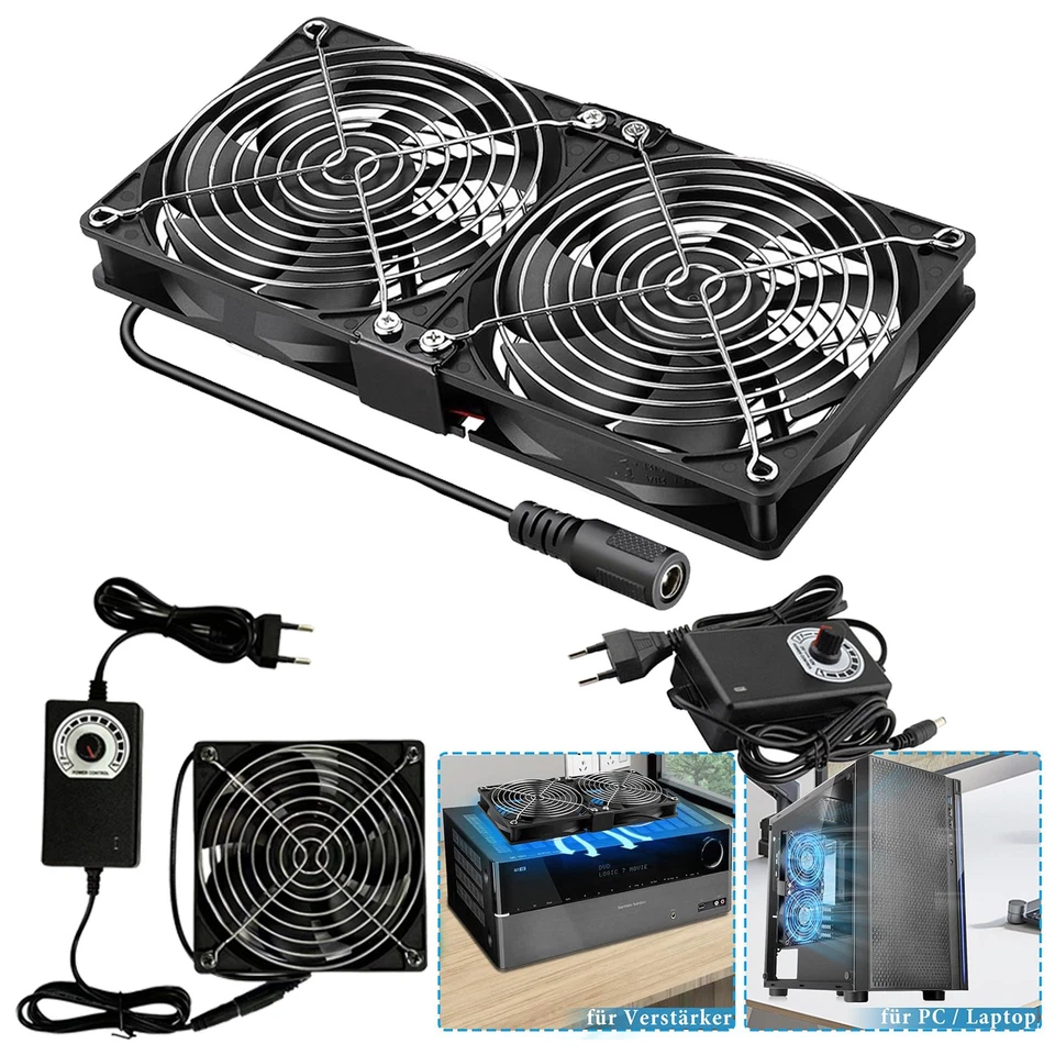 2in1 USB Ventilator Leise PC Gehäuselüfter 120mm 12V Einstellbare Doppel Lüfter - Bild 3 von 4