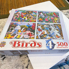 MasterPieces Birds 4-in-1 500-Piece Interlocking Cardboard Jigsaw Puzzle