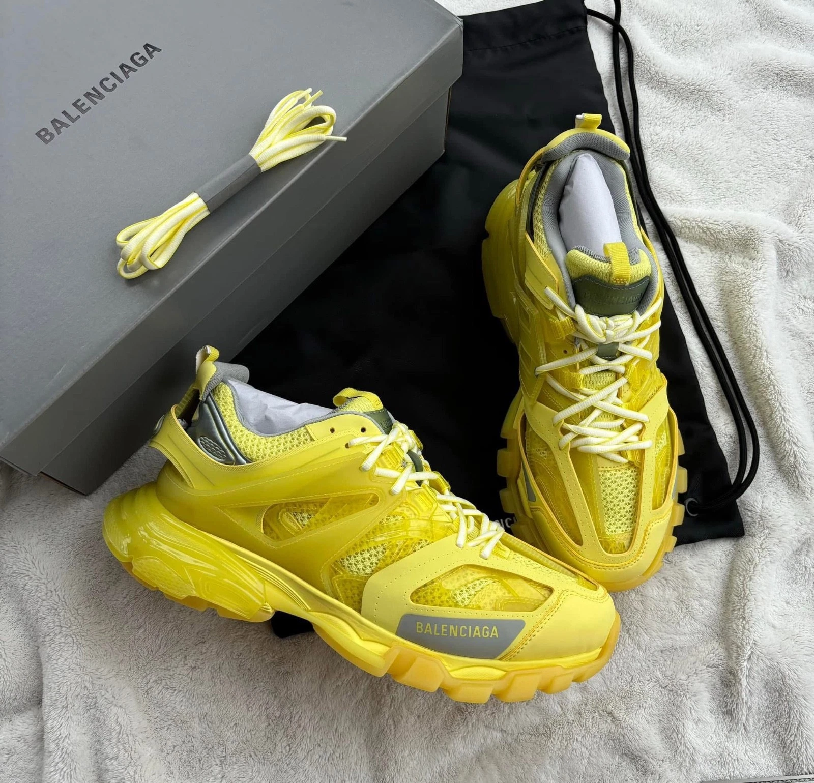 Balenciaga — Balenciaga Lemon Yellow/Clear Track Sneakers - MSRP $1100 - New - Authentic