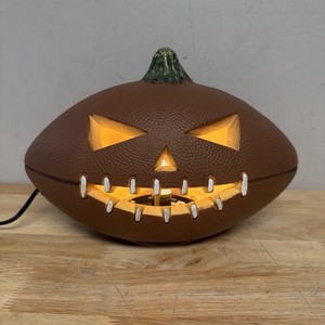 Football Jack O Lantern Light Up Halloween Decoration Blow Mold Pumpkin EUC
