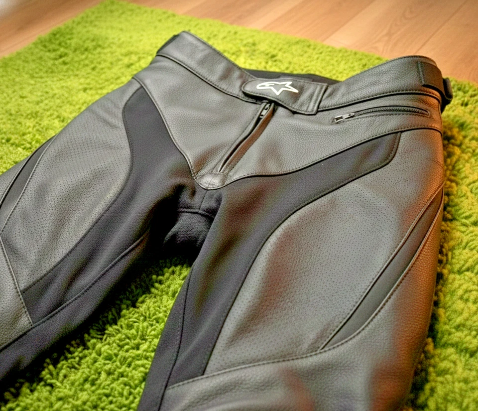 Pantalones de cuero de vaca originales Alpinestars\pantalones, pantalones de cuero de carreras de motociclistas Foto 3 de 4