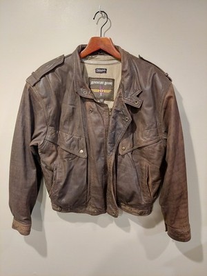 Vintage Adventure Bound Brown Leather Bomber Jacket Medium Aviation Thinsulate