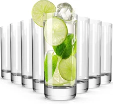 Drinking Glasses Set of 8, 13Oz Glass Cups, Kitchen Highball Glasses for Beer, J