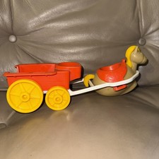 Vintage Weebles Weeble Wobble Western Ranch Horse Hasbro Cart 1974