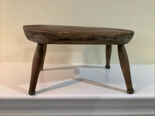 Antique Primitive Farmhouse Wooden Milk Stool Footstool Rustic Furniture