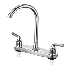 RV Non-Metallic Kitchen Faucet Two Handle-8" Main Body-High Arch-360 Chrome