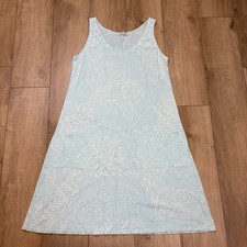 Fresh Produce Women's L Sleeveless Tank Dress Aqua Blue 100 Cotton Casual Basic